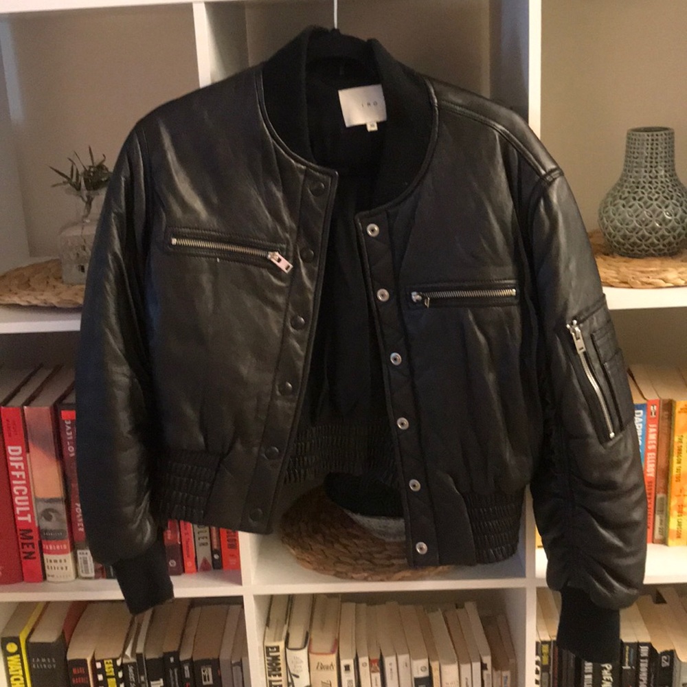 IRO LEATHER BOMBER JACKET SIZE 36